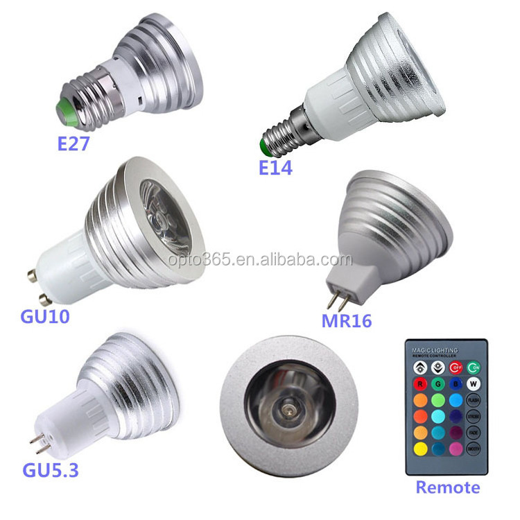 Outdoor 3W MR16 bulb led E27 GU10 Multi-color light bulbs/led light bulb,16 Color Change Lamp Spotlight 110V 220V with IR Remote