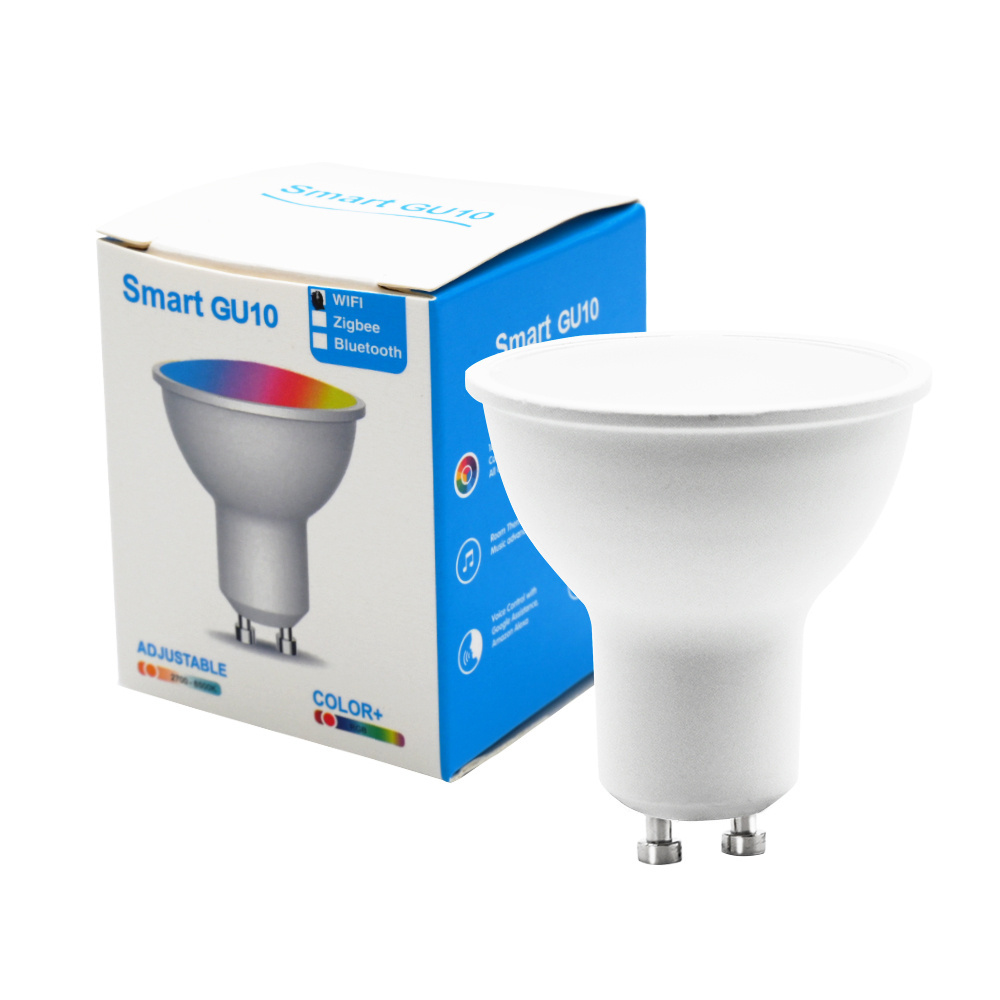 Smart GU10 Led Bulb 5W Tuya Alexa Voice Control WiFi RGB CCT Dimmable Adjustable High Brightness Lamp LED Spotlight