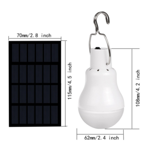 Outdoor Rechargeable LED Lamp Emergency Solar Panel Power Camping Light Bulb with Solar Panel Battery Powered Bulb