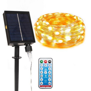 Color Changing Solar String Lights Outdoor Wedding Party Decor with Remote Holiday Lighting for Yard Porch Camping Decoration