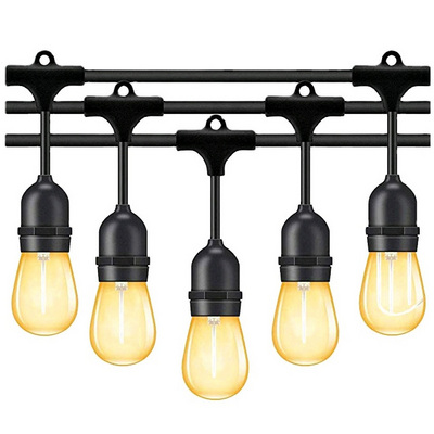 High Quality Outdoor Waterproof IP65 220V Filament E27 Bulb Lamp Socket String Light Rubber Flat Cable Festoon Harness Lighting BestSuppliers
