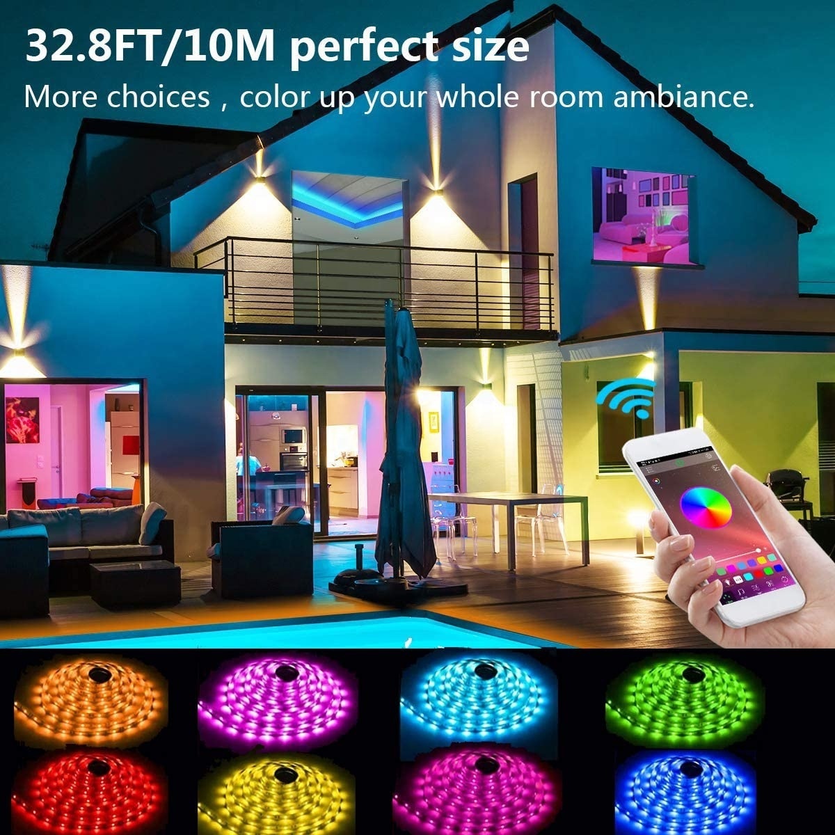 Smart Tuya Wifi 5M 10M 15M 20M 30M RGB Lights Alexa Google Home APP Phone Remote Controlled Room Christmas Decor LED Strip Light