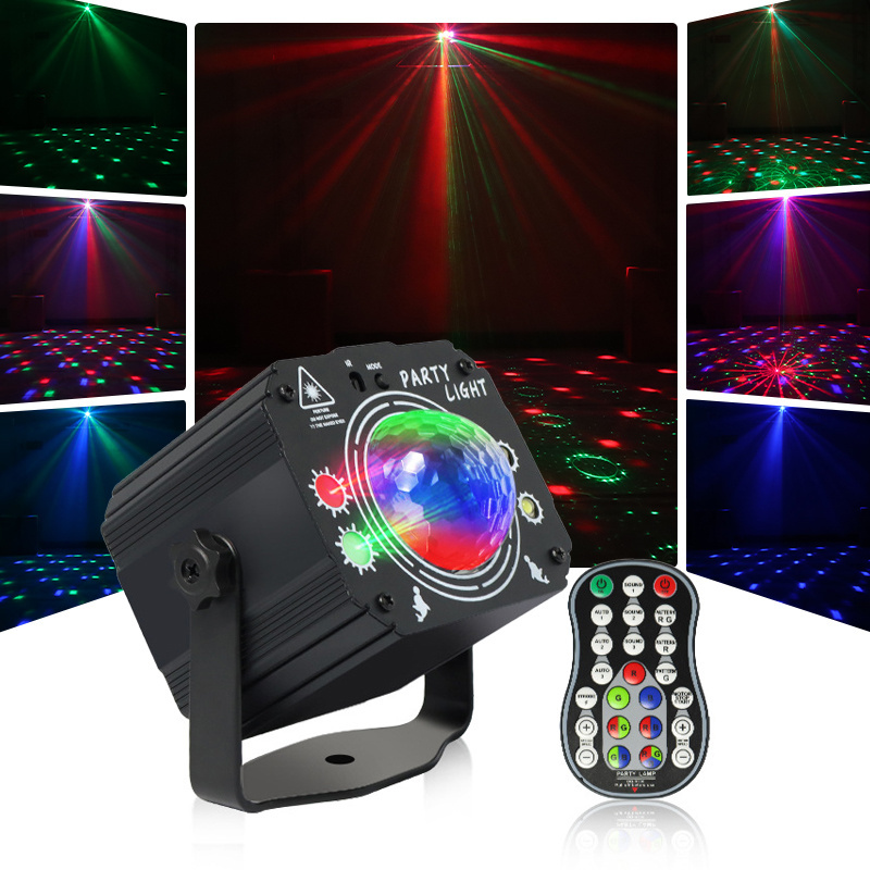 3 in 1 USB Powered LED Sound Activated Remote Control Rave Light Stage laser DJ Strobe Disco Ball Light