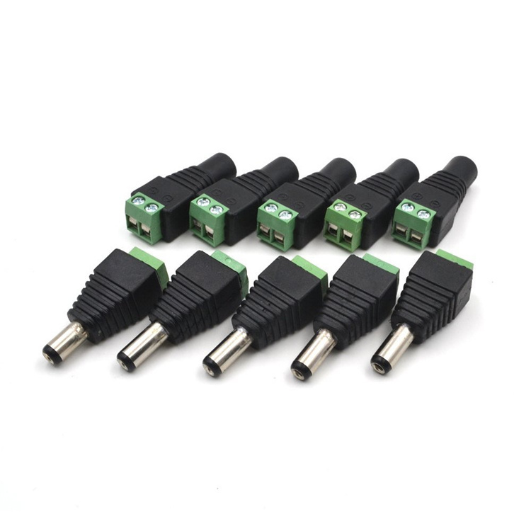 5.5 x 2.1mm Male Connector 2-pin DC Power Female Jack Adapter Connector Plug For CCTV Camera DVR Single Color LED Strip