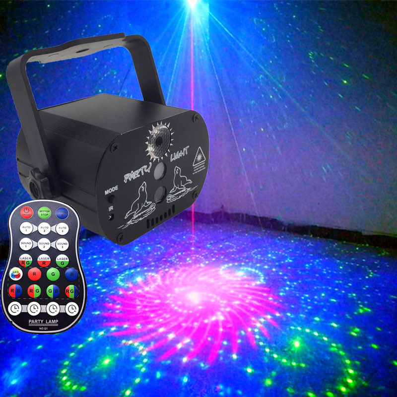 Mini Disco Party LED Light 16in1 Christmas Laser Magic DMX RGB Effect DJ Lazer Lights for Home Nightclub KTV Stage Decor Lamp