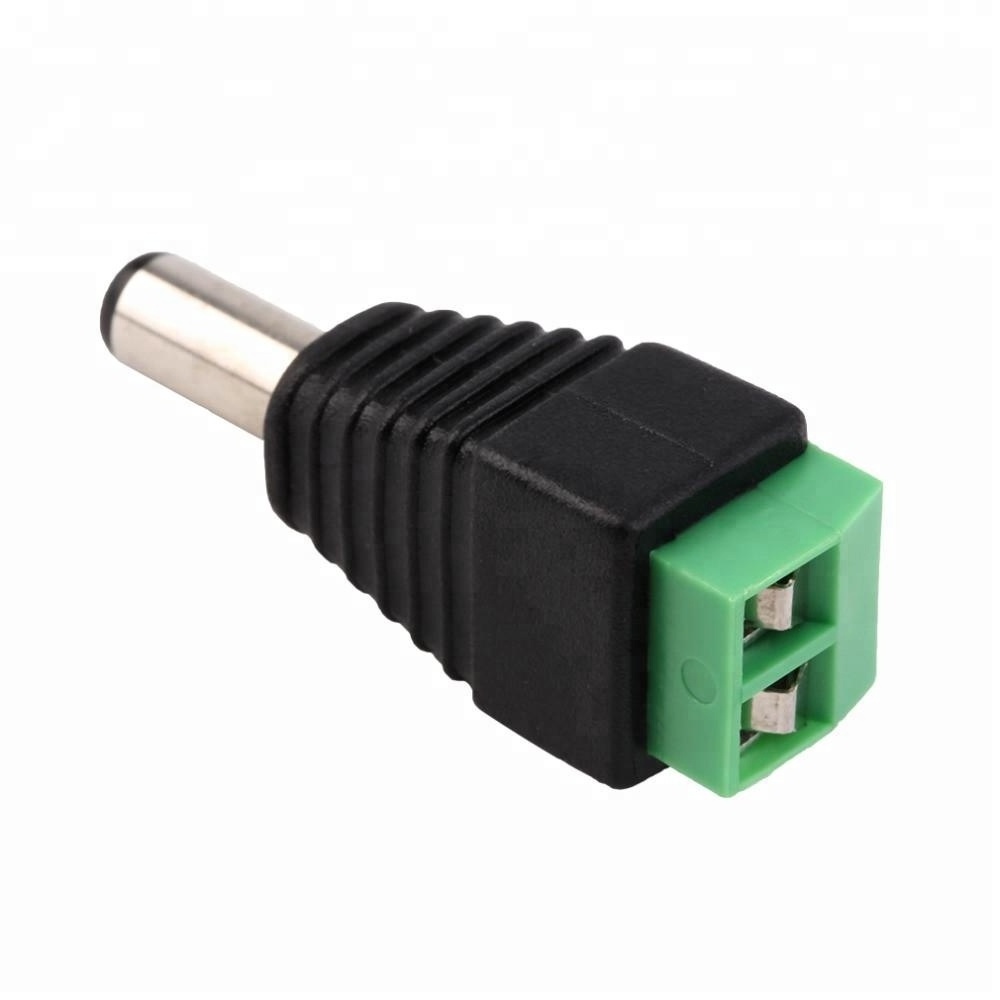 DC 5.5 x 2.1mm  Male Connector 2-pin Power Female Jack Power  Adapter Cable Plug Connector for CCTV / LED