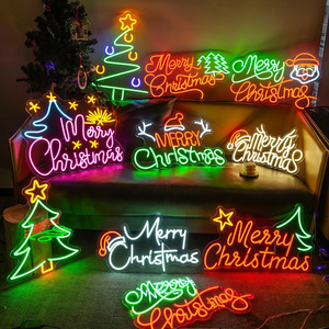 3D LED Personnalisee Acrylic Wall Art Neon Father Christmas Tree Santa Claus Sign Wall Decor Creative Home Aesthetic Display