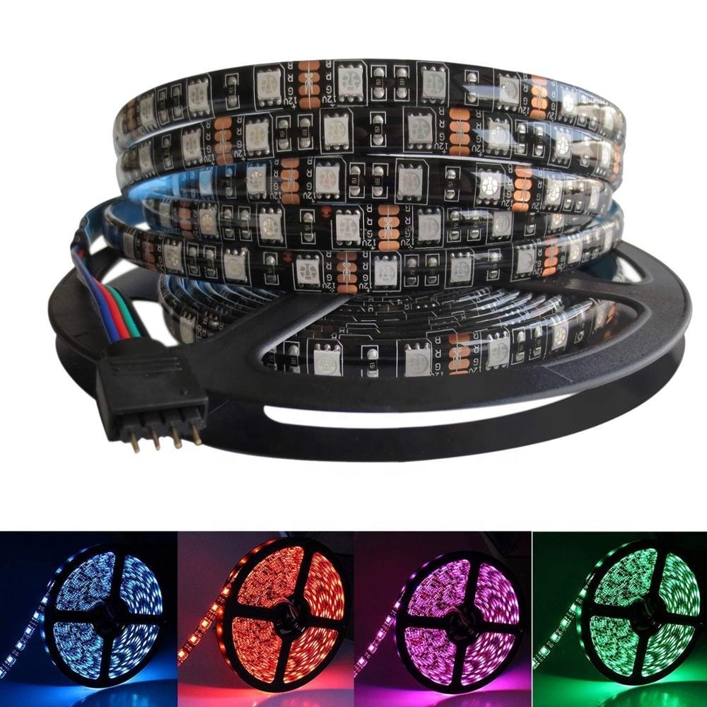 SMD5050 LED Strip Light Black PBC Board Flexible LED RGB Strip Lights Waterproof IP65 5m/roll 12V LED Tape Light