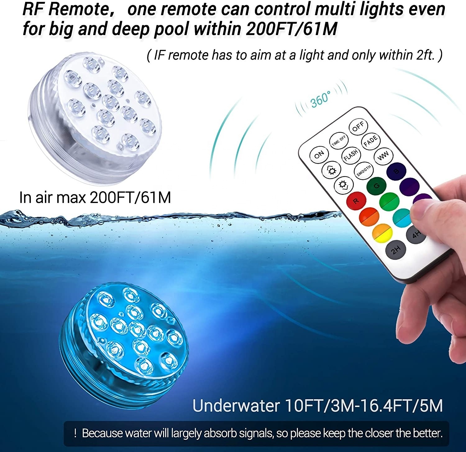 IP68 13LED RF Remote Control Wireless Submersible Aquatic Battery Powered Under Water Ambiance Swimming Suckers LED Pool Lights