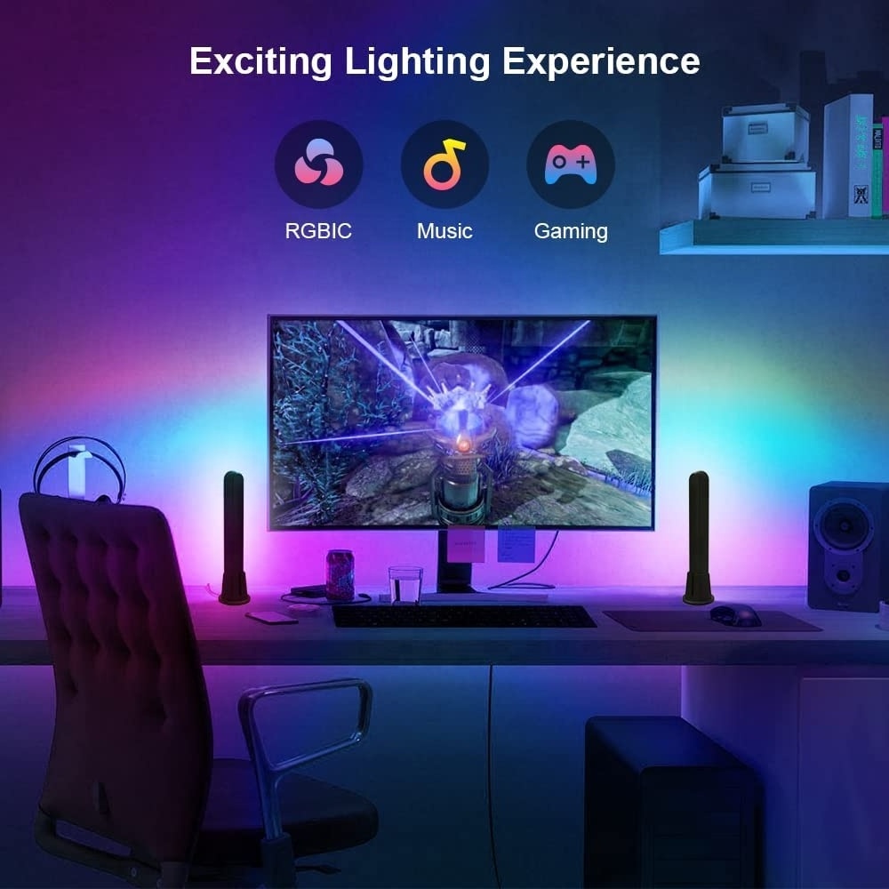 Color Changing Smart WiFi Magic Music Rhythm Gaming Table Symphony Ambient Wall Light with Remote for Home Decorative Lighting