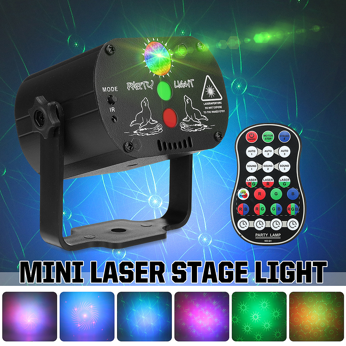 Mini Disco Party LED Light 16in1 Christmas Laser Magic DMX RGB Effect DJ Lazer Lights for Home Nightclub KTV Stage Decor Lamp