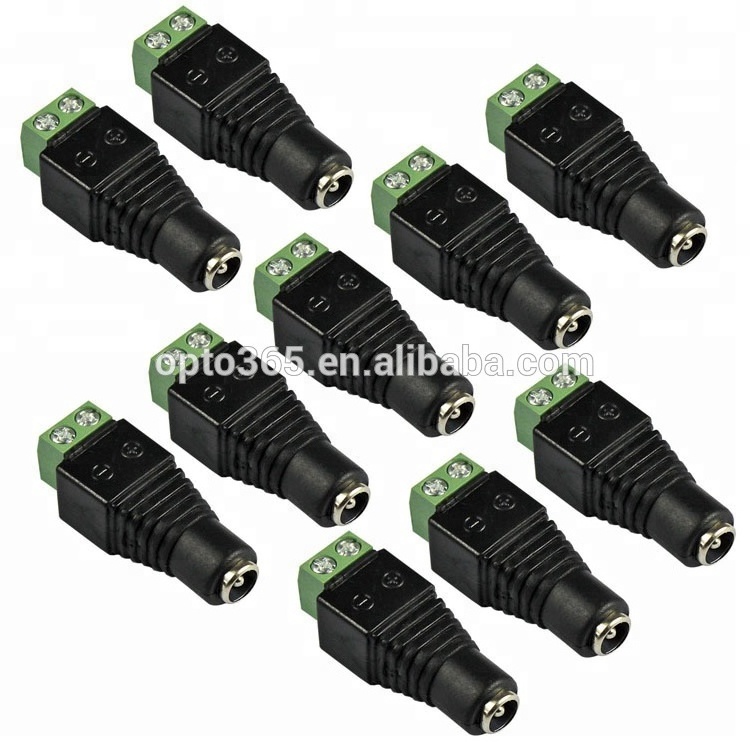 DC 5.5 x 2.1mm  Male Connector 2-pin Power Female Jack Power  Adapter Cable Plug Connector for CCTV / LED