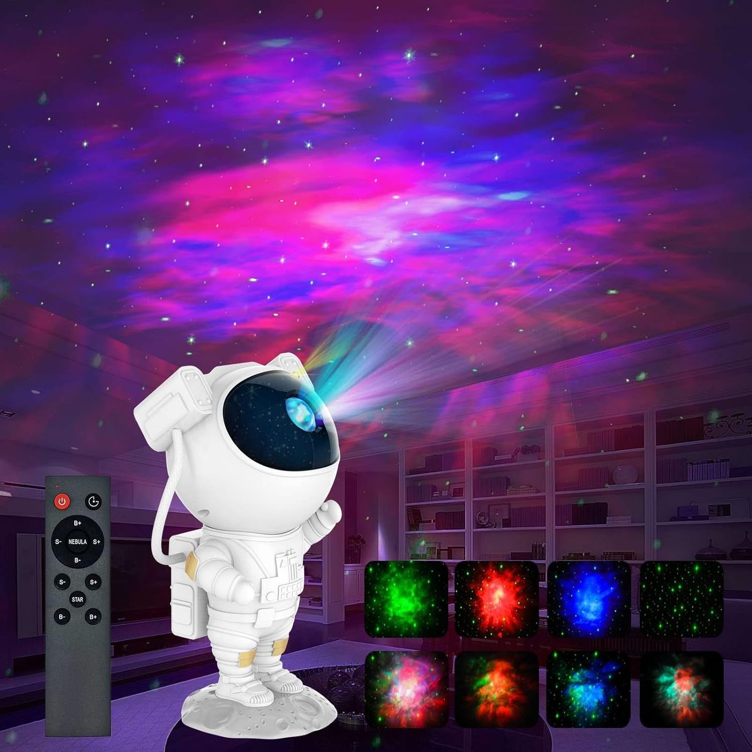 Multi-color Rotatable Astronaut Projection Spaceman Lamp Ocean Wave Star LED Night Light Galaxy Nebula Projector for Bedroom