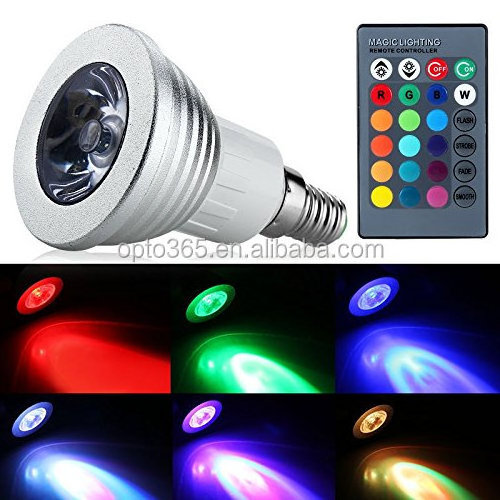 Multi-Color E27 3W RGB LED Light Bulb 16 Color Change Lamp Spotlight 110V 220V with IR Remote