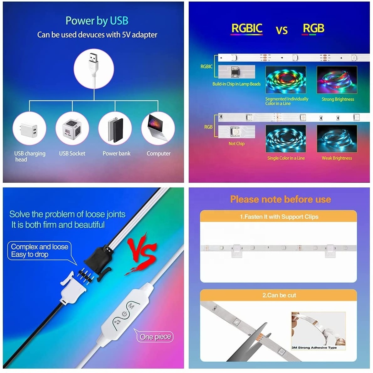 USB SMD5050 RGB 5V 24key 10m Music Sound Remote APP Control 14leds/m Smart TV Ambiance Backlight LED Strip Light