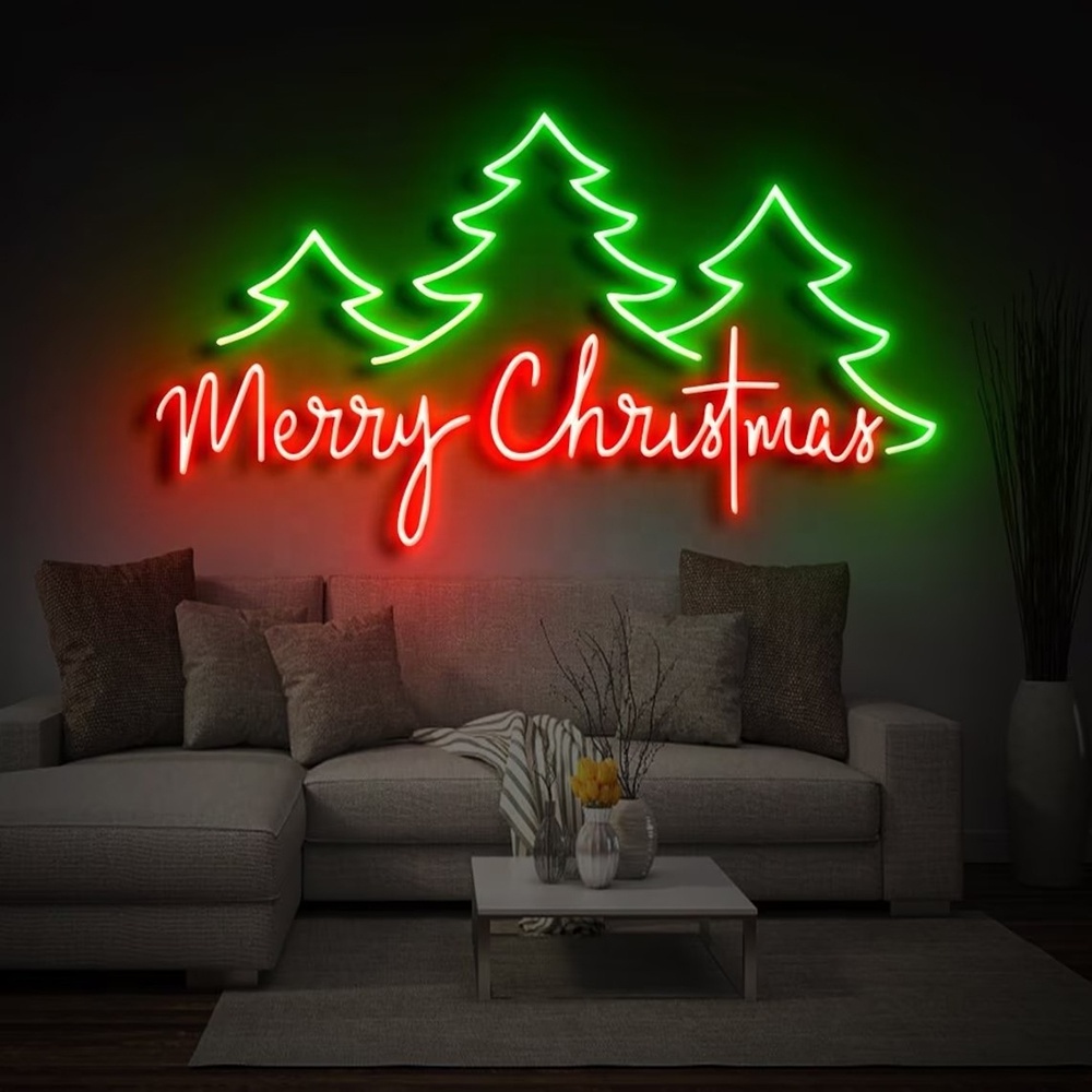 3D LED Personnalisee Acrylic Wall Art Neon Father Christmas Tree Santa Claus Sign Wall Decor Creative Home Aesthetic Display