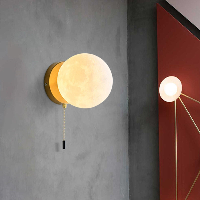 Modern Sconce  Wall Light For Bedroom Bedside Background Moon Lamp With Pull Switch Atmosphere LED Wall Lamp