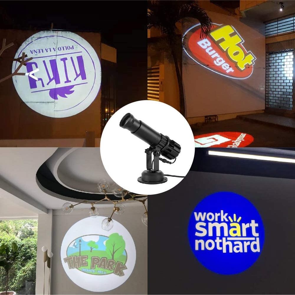 OEM ODM Custom Laser Logo Projector Rotating Advertising Indoor HD Outdoor Sign Static Gobo Building LED Logo Projector Light