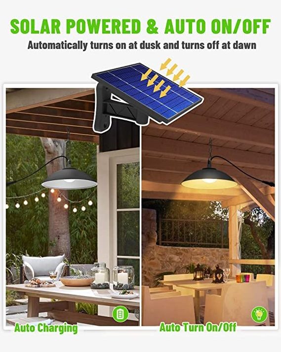 Wholesale LED Hanging Solar Shed Light Two Head Chandelier Lamp Corridor Garden Gazebo Yard Solar Pendant Lights Outdoor Indoor