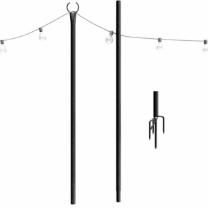 LED String Lamp Poles Patio Garden Outside Backyard Party Camping Telescopic Aluminum Metal Solar Outdoor String Light Pole