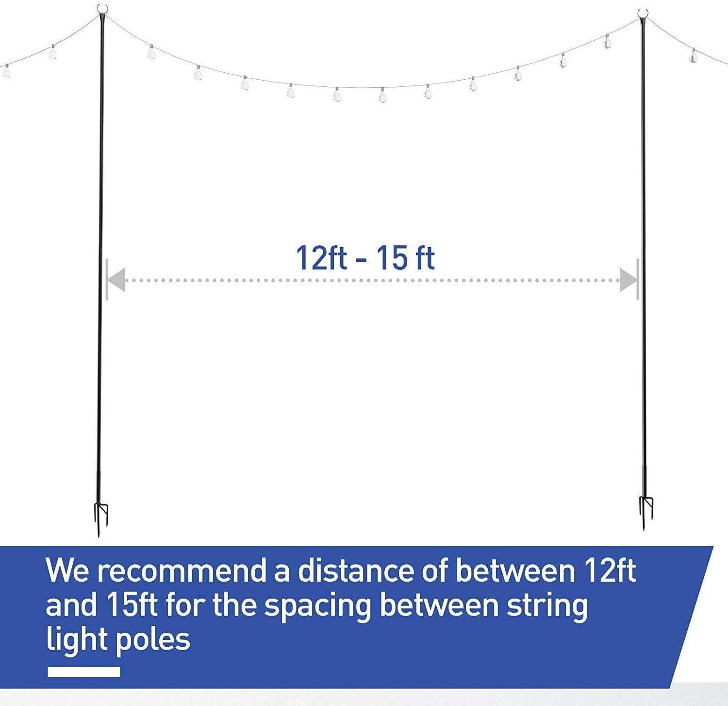 LED String Lamp Poles Patio Garden Outside Backyard Party Camping Telescopic Aluminum Metal Solar Outdoor String Light Pole