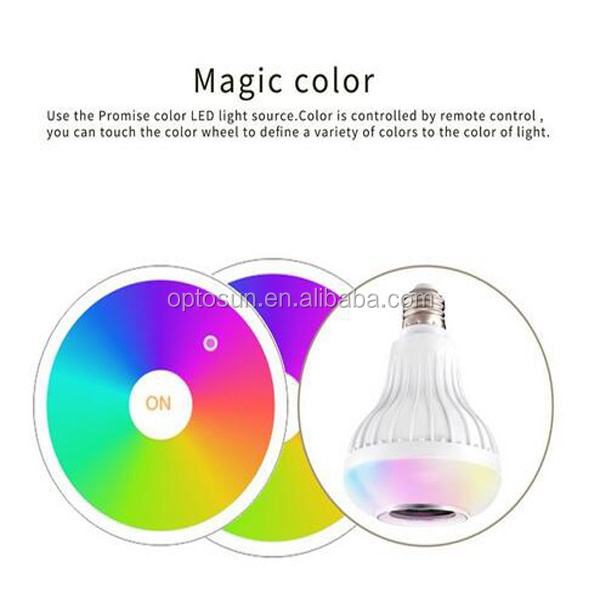 Smart Music Speaker LED Bulb 12W AC100-240V RGBW Color changing Music Player With Remote controller