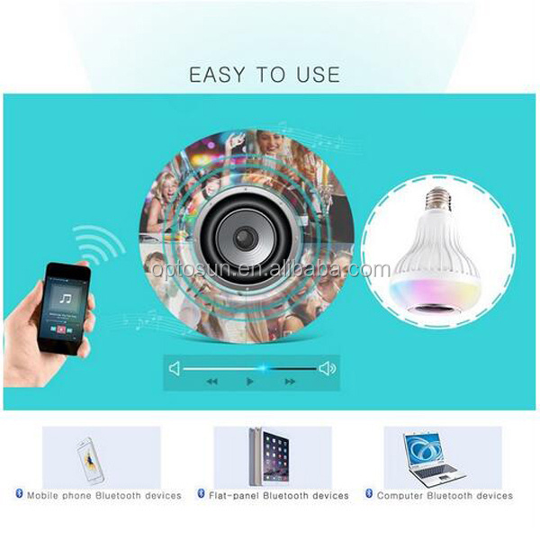 Smart Music Speaker LED Bulb 12W AC100-240V RGBW Color changing Music Player With Remote controller