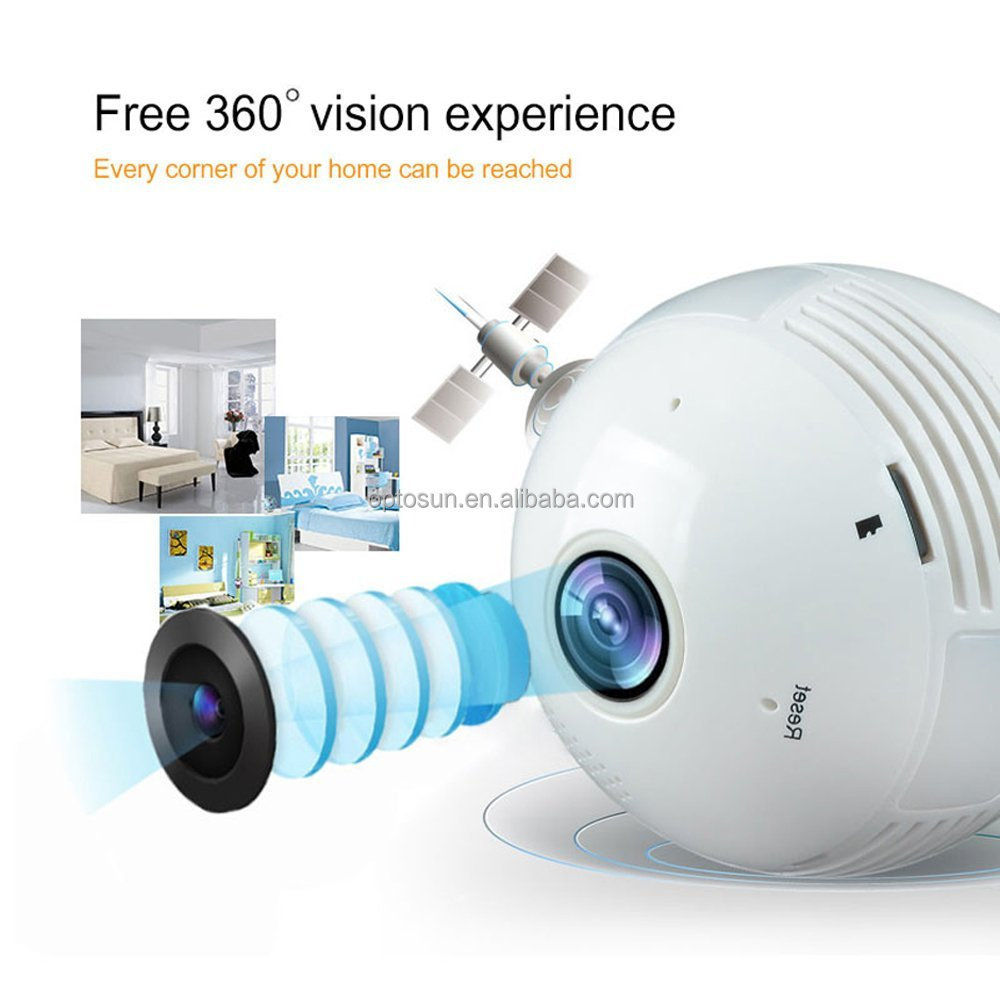 Smart Bulb Security Camera 2K 3MP 360 Degree Panoramic 2.4G Wifi Camera Wireless Wifi Light Bulb Camera