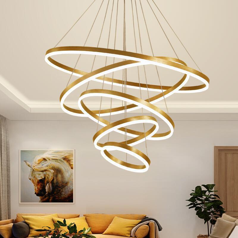 Ceiling Round Hanging Acrylic Modern Led Pendant Light Fixtures Dimmable Dining Room Bedroom Ring Chandeliers Pendant Lights