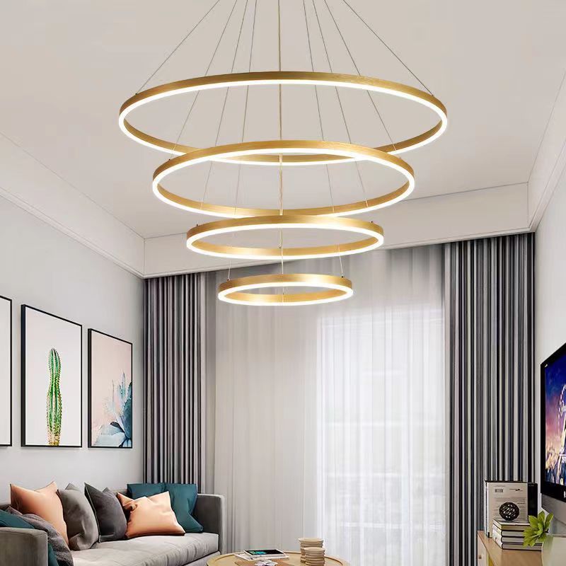 Ceiling Round Hanging Acrylic Modern Led Pendant Light Fixtures Dimmable Dining Room Bedroom Ring Chandeliers Pendant Lights