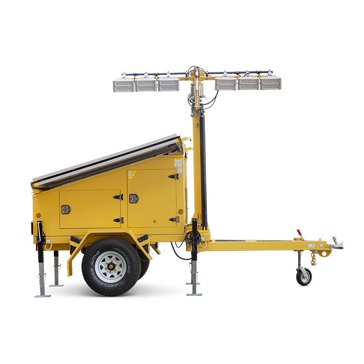 LED Mobile Cctv Camera Trailer Mounted Solar Light Tower Powered Light Tower