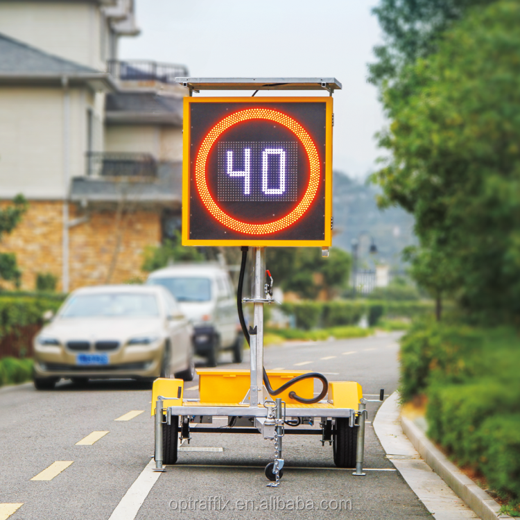 Outdoor LED Warning Sign Solar Power Radar Speed Sign Portable Traffic Flashing Speed Limit Signs