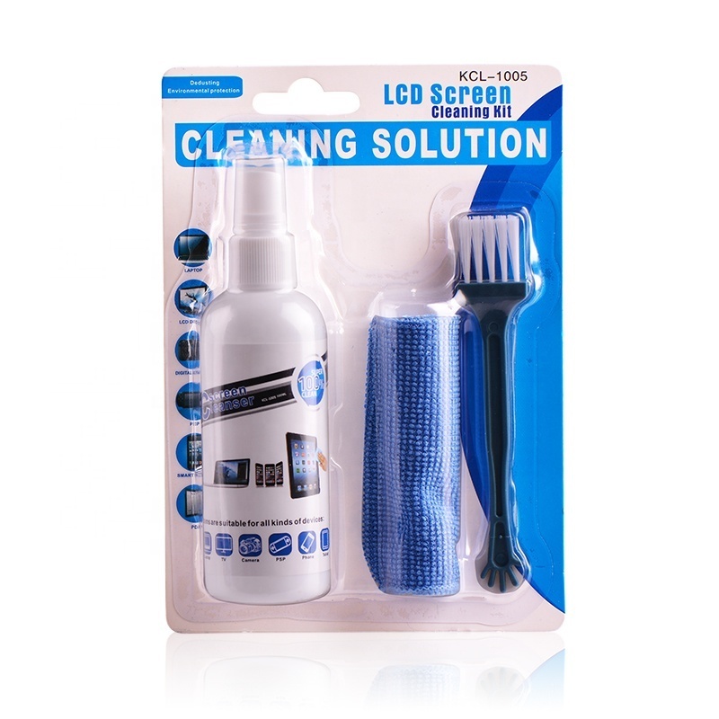 OPULA KCL-1005 LCD Screen Cleaner Kit 3 in 1 lcd screen spray cleaner With Spray Cloth brush clean tool Phone Cleaner