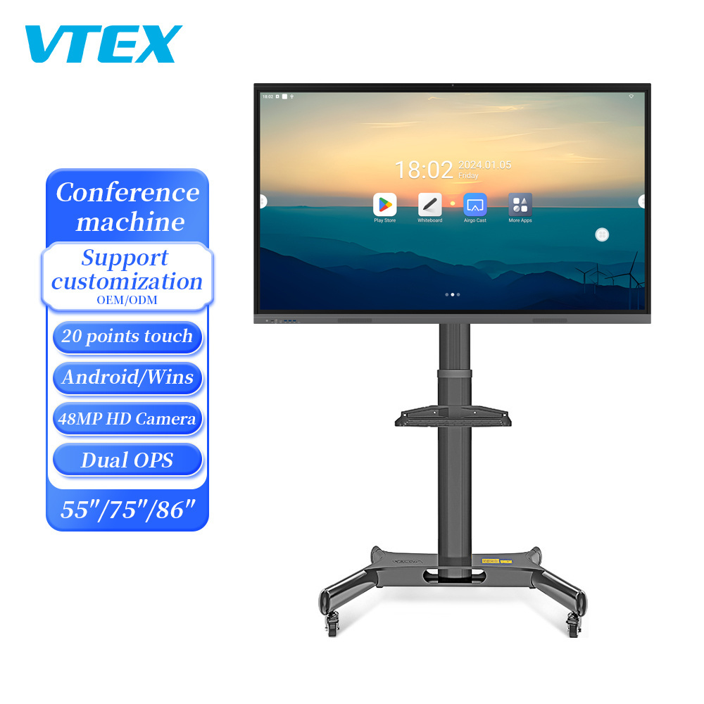 Two Ops Interfaces Factory Floor Standing Digital Advertising Machine 75Inch 4K Display Lcd Monitor Advertising Machine