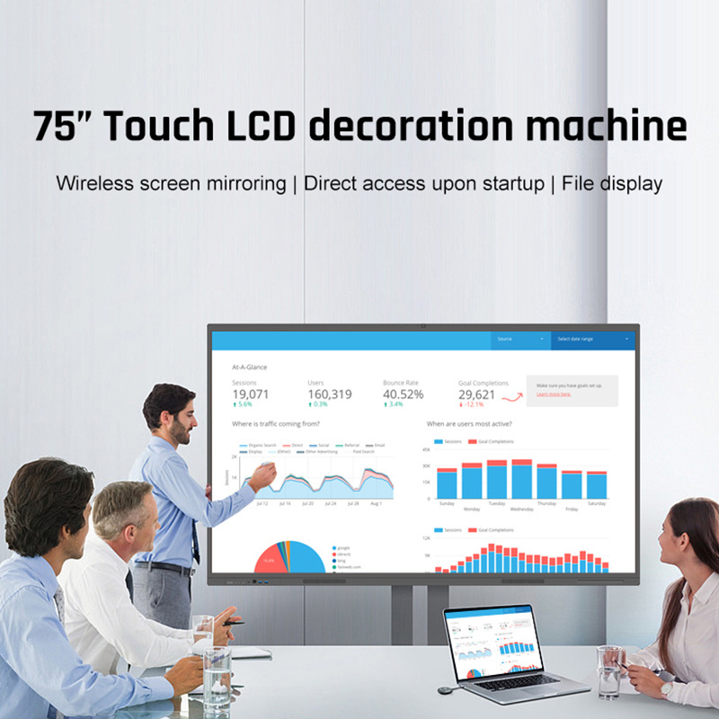 75 Inch Wall Mount Bracket Android 11 Infrared Touch Education Conference All-In-One Interactive Whiteboard Machine