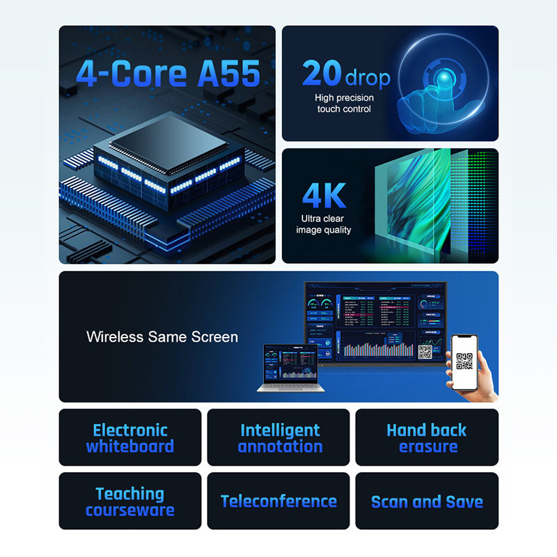 All In One Conference Machine 4K Video Wall Screen4Mm Ag Tempered Glass Android And Ops Conference All-In-One Machine