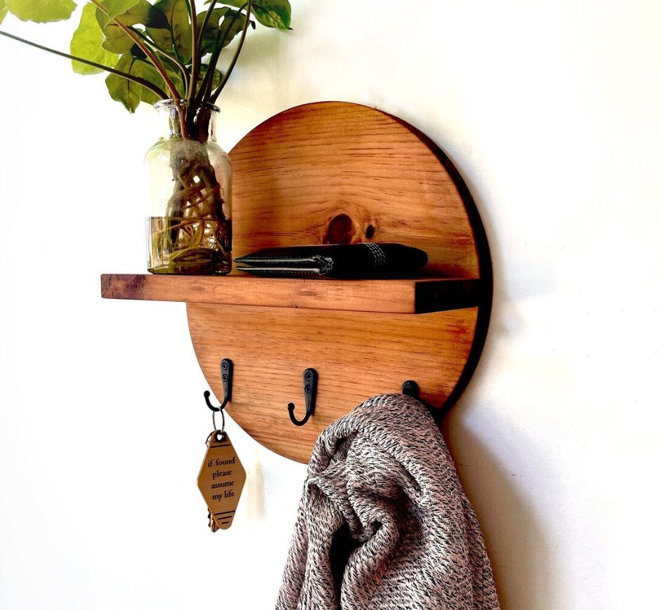 Circle Key Holder Wall Shelf Entryway Shelf Entryway Hook Organizer