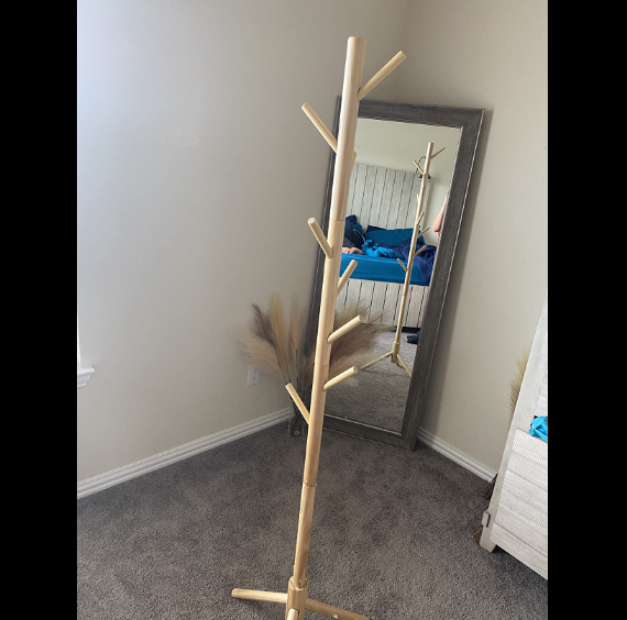 Wooden Coat Rack Stand with 3 Height Options and 8 Hooks Sturdy Freestanding Coat Rack stand for Clothes