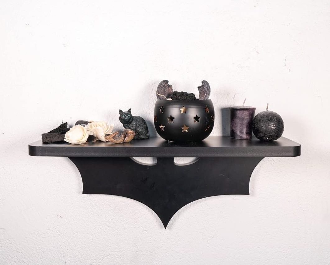 Bat Shelf Gothic Home Decor Unique Goth Room Decor and Black Crystal Shelf Hanging Room Shelves for Wall