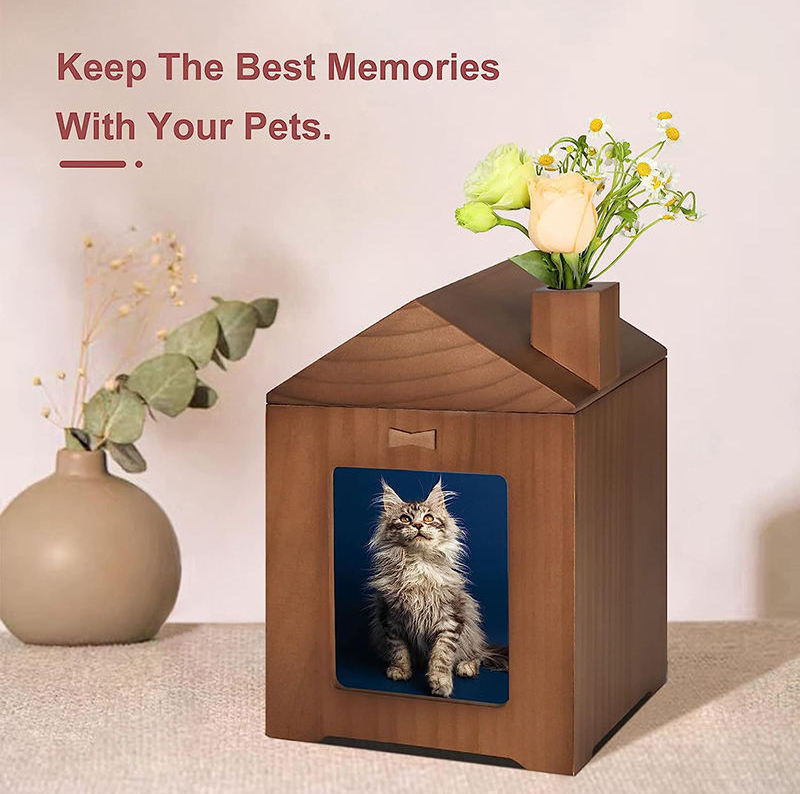 Wholesale  Memorial Urn Wooden-Dog Cat Wood Box Ashes for Dogs Cremation Urns Cats pet coffins and urns