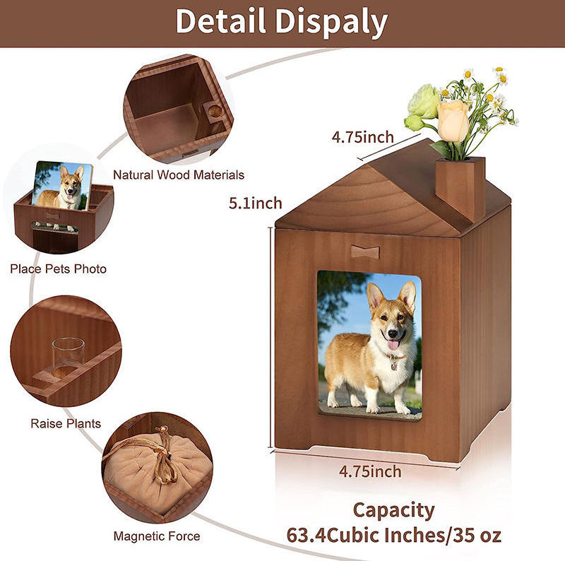 Wholesale  Memorial Urn Wooden-Dog Cat Wood Box Ashes for Dogs Cremation Urns Cats pet coffins and urns