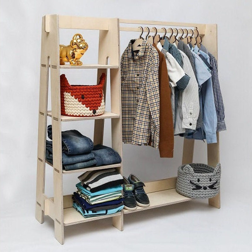 Wood Clothing Rack Dress Up Storage Vendor Display Kids Wardrobe Wooden Children Clothes Rack