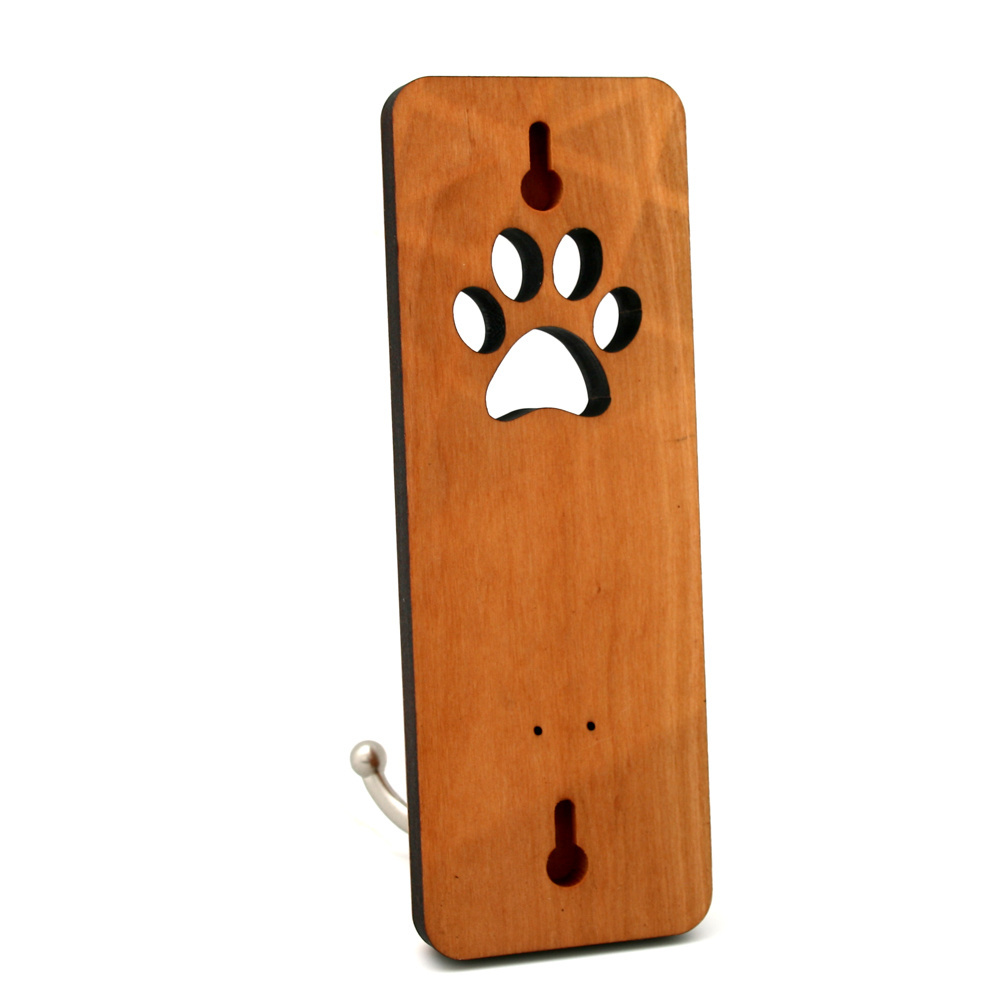 Wood Dog Leash for Wall Laser Cut Paw Design Wooden Wall Mounted Dog Leash Hanger