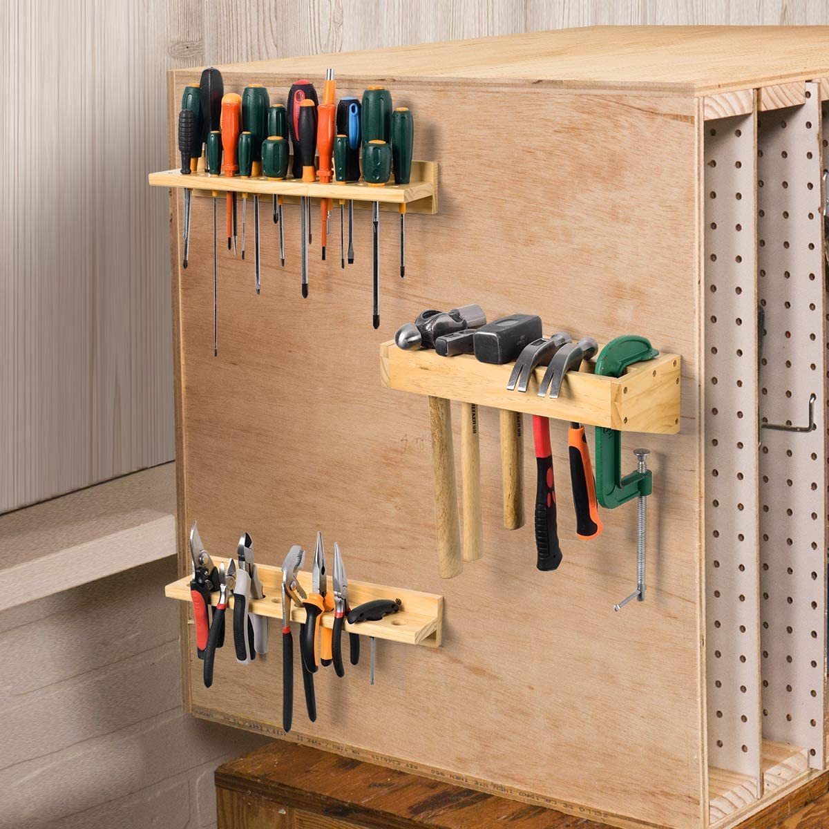 Screwdriver Pliers Hammer Rack, Wall Mounted Tools Organizers and Storage for Garage, Workshop wall mounted hanger