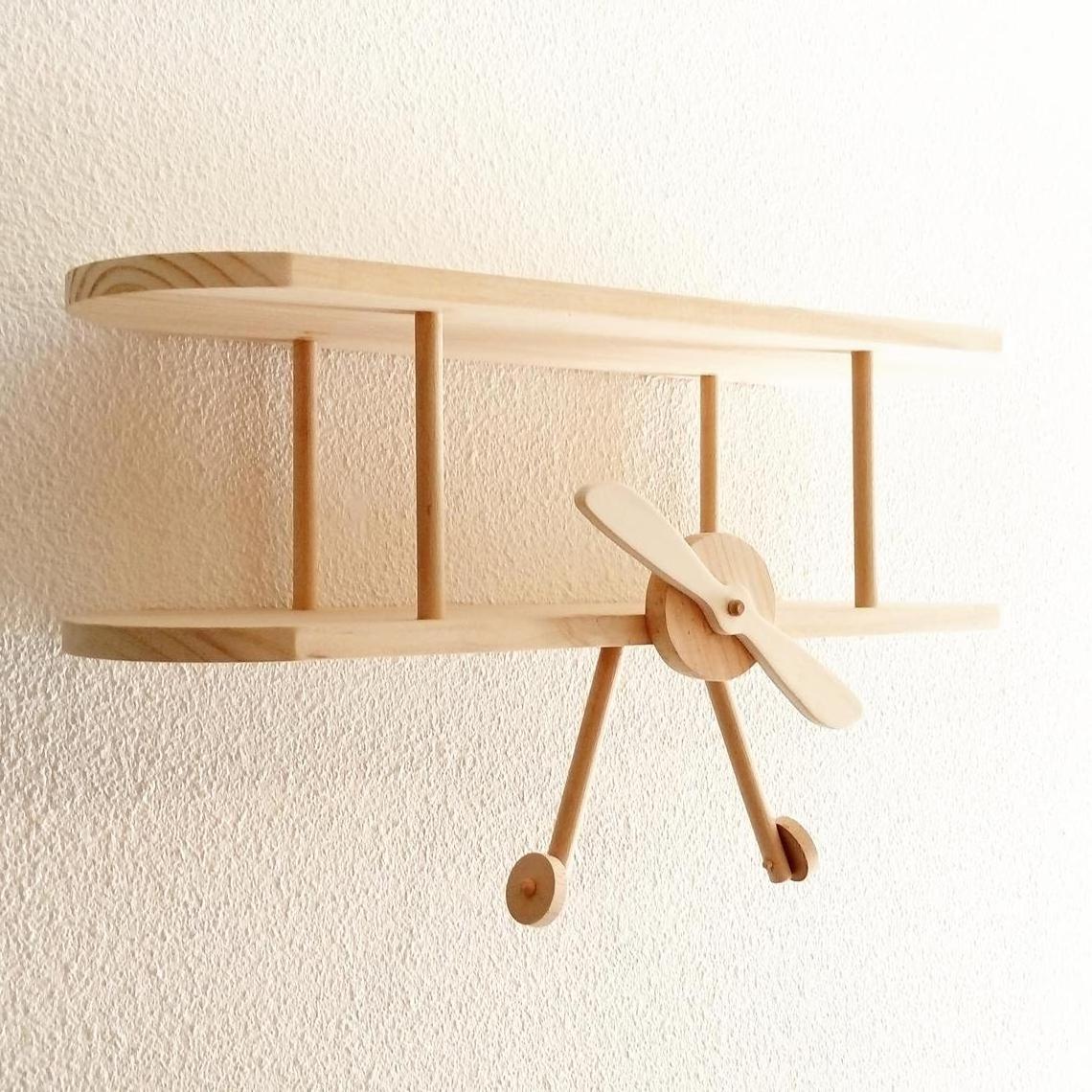 Scandinavian Decorative Kids Bedroom Wooden Wall Decor Nordic Handmade Wood Airplane Shelf