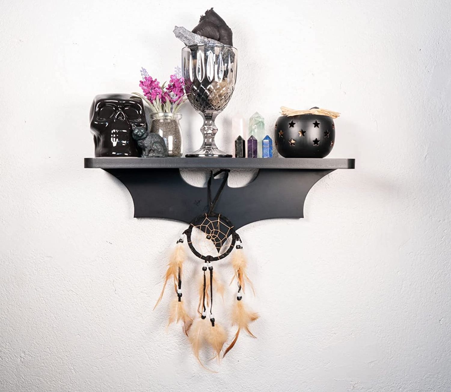 Bat Shelf Gothic Home Decor Unique Goth Room Decor and Black Crystal Shelf Hanging Room Shelves for Wall