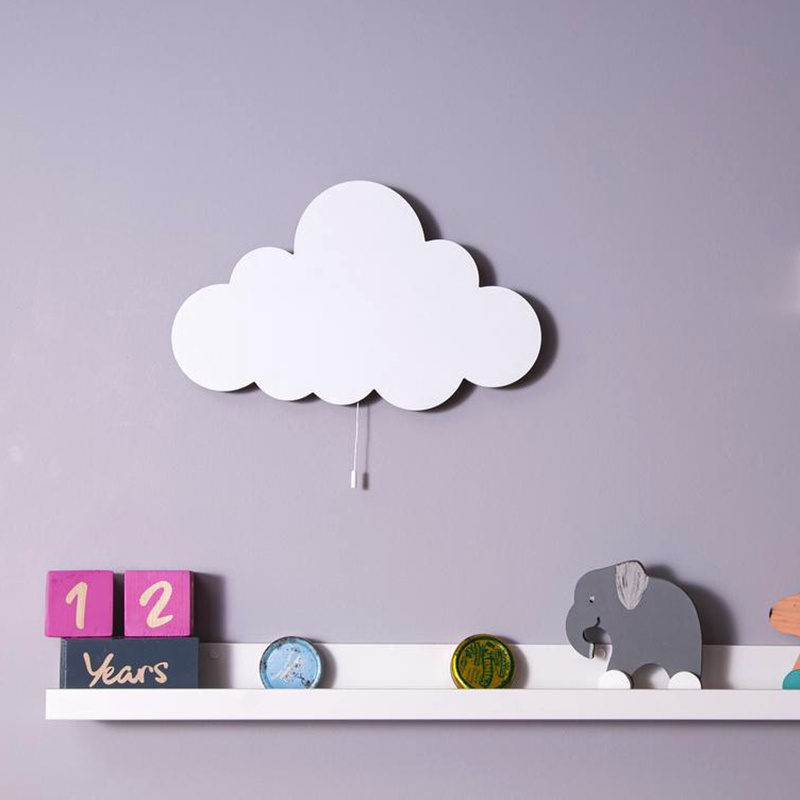 Baby Kids Room Wall Decor Wood Cloud Wall Light Nursery Lighting Room Night Light Bedside Lamp