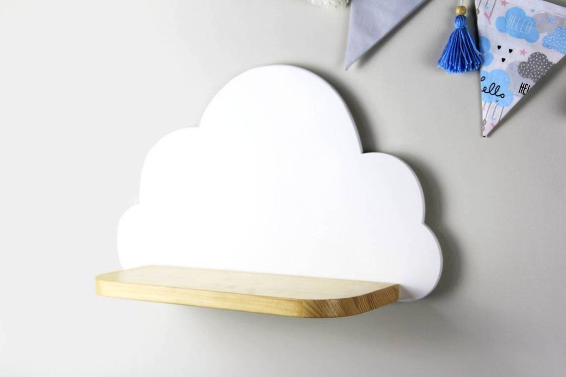 Wooden White Cloud Wall Floating Shelf Children Kids Room Bookshelf Baby Room Boho Nursery Decor