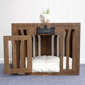 Wooden Rustic Pet Dog Cage Crate Kennel Indoor Modern Dog House Crates with Cushion Mat