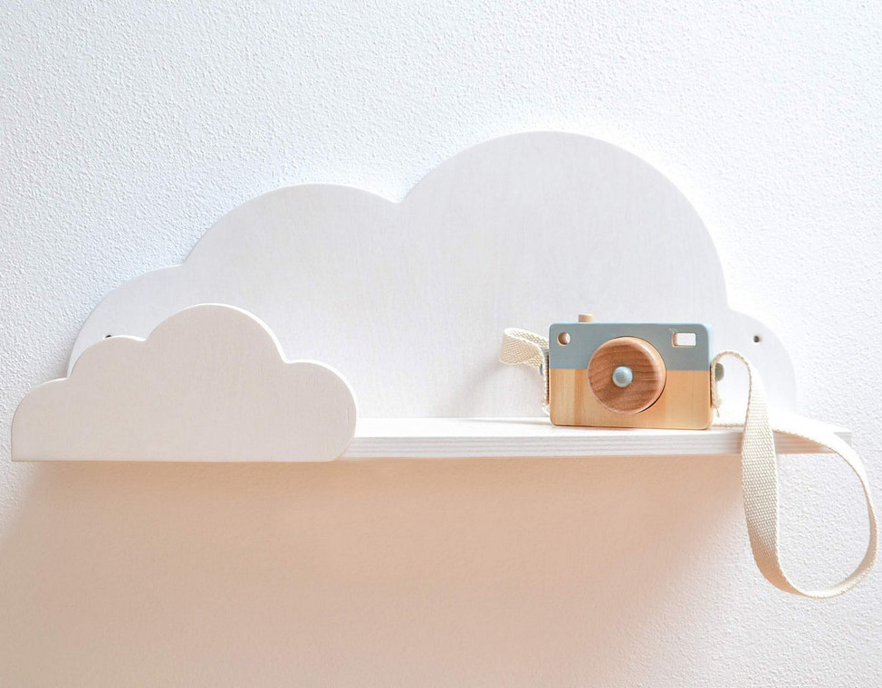 White Cloud Kids Baby Room Decor Shelf Natural Wood Cloud Wall Shelves For Child Room Decoration